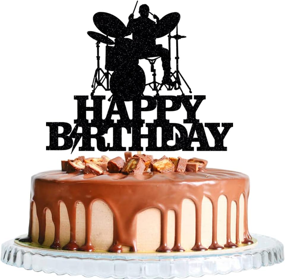 Drum kit Happy Birthday Cake Topper-Drum Set Cake Topper for Music Theme Party for Rock Roll Drummer Party Decor
