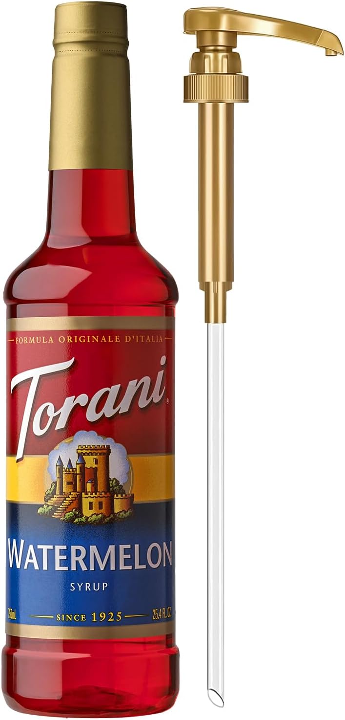 Torani Watermelon Syrup for Drinks, Flavoring for Sodas and Cocktails, Pump Included, 25.4 Oz