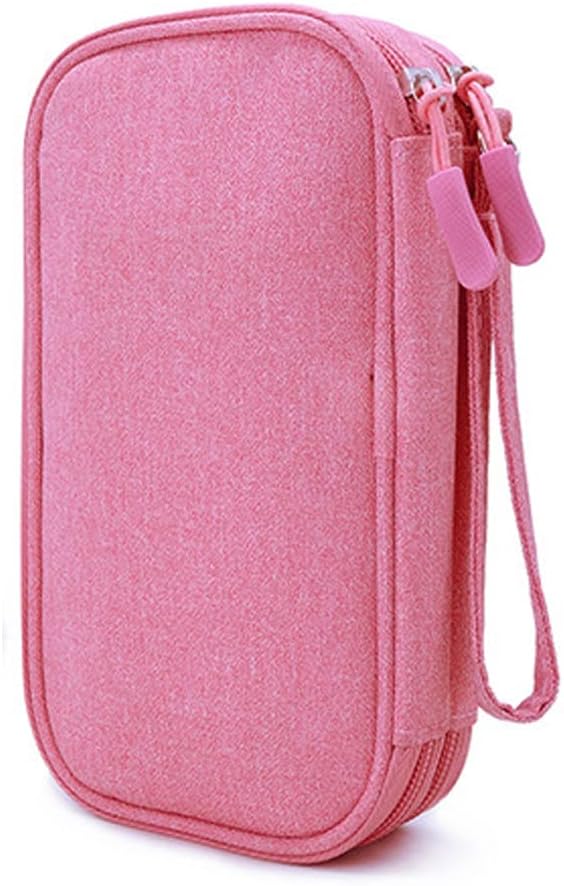 Diabetic Supplies Travel Case Organizer for Test Strips, Lancets, Needles, Lancing Device, Glucose Meter, Alcohol Wipes, Insulin Pens, Syringes, Diabetes Testing Kit Storage Bag (Pink)