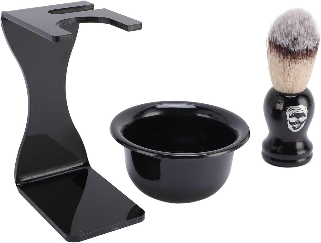 Semme Men Beard Brush Set, 3 in 1 Grooming Kit with Travel Lathering Bowl and Nylon Brush, for Facial Care and Shaving