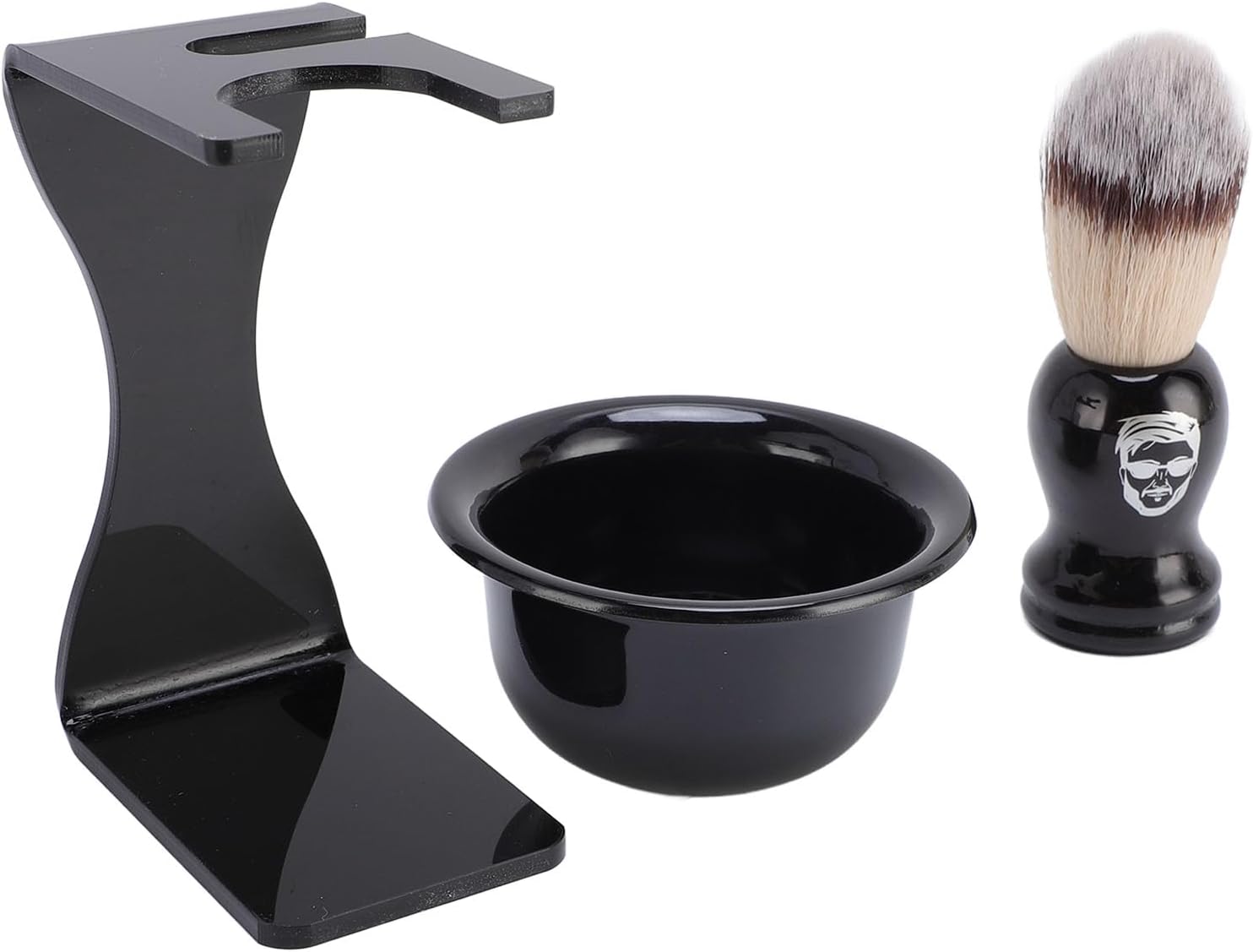 Semme Men Beard Brush Set, 3 in 1 Grooming Kit with Travel Lathering Bowl and Nylon Brush, for Facial Care and Shaving