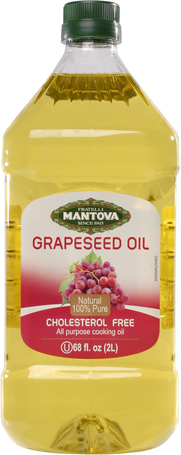 Mantova 100% Pure Grapeseed Oil, 68 oz, Pack of 1, Product of Italy, Keto and Vegan Friendly, Gluten Free