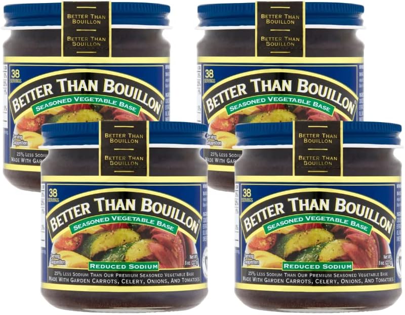 Better Than Bouillon All Natural Reduced Sodium Vegetable Base, Made with Seasoned Vegetables, Makes 9.5 Quarts of Broth, 38 Servings 8 Ounce (Pack of 4)