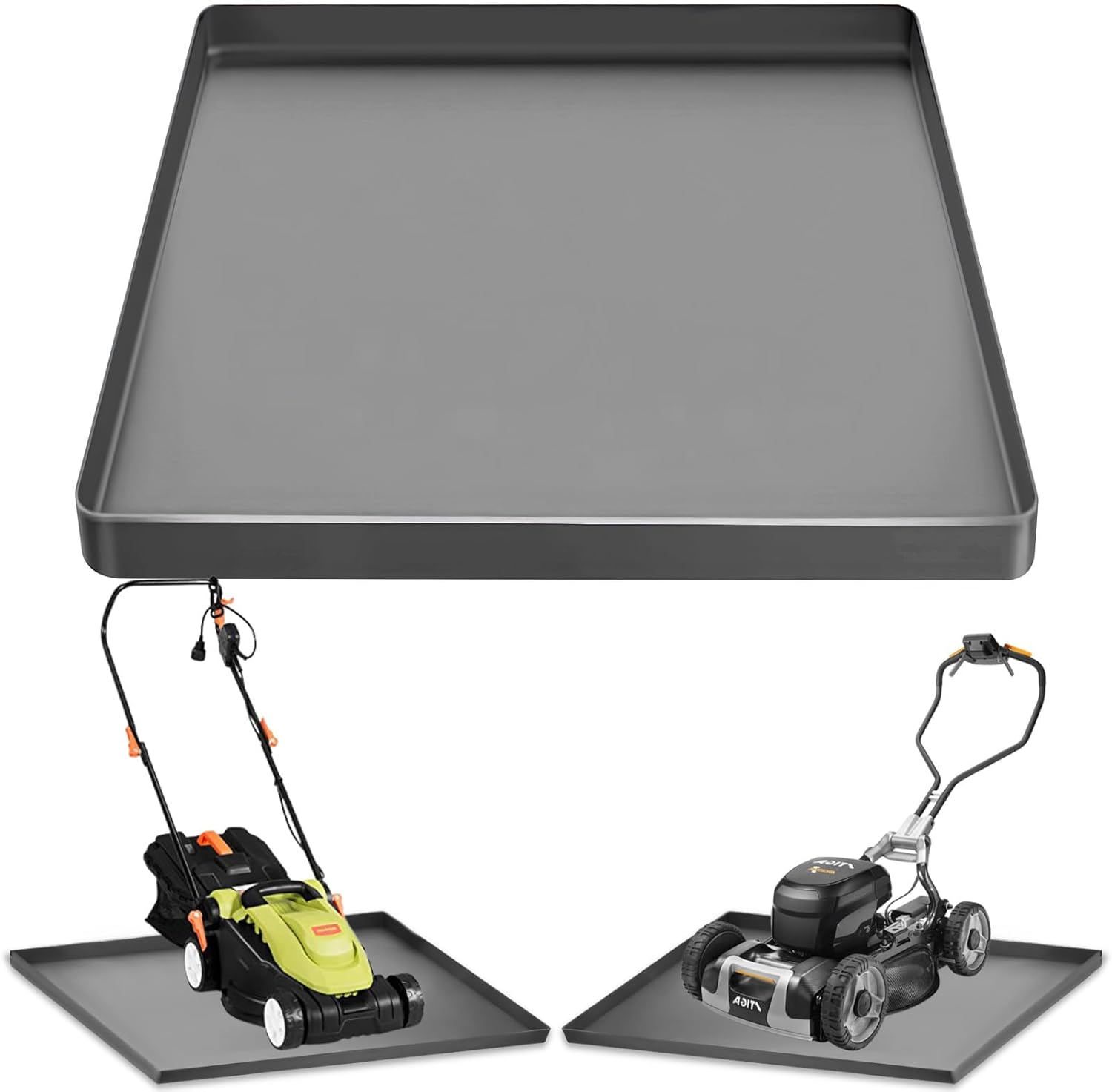 Snow Blower Mat, 27''x27'' Silicone Snowblower Drip Pan with Raised Edge for Garage, Electric Snow Shovel Mat Garage Oil Spill Protector Pad, Non-Slip No Splatter, Grey
