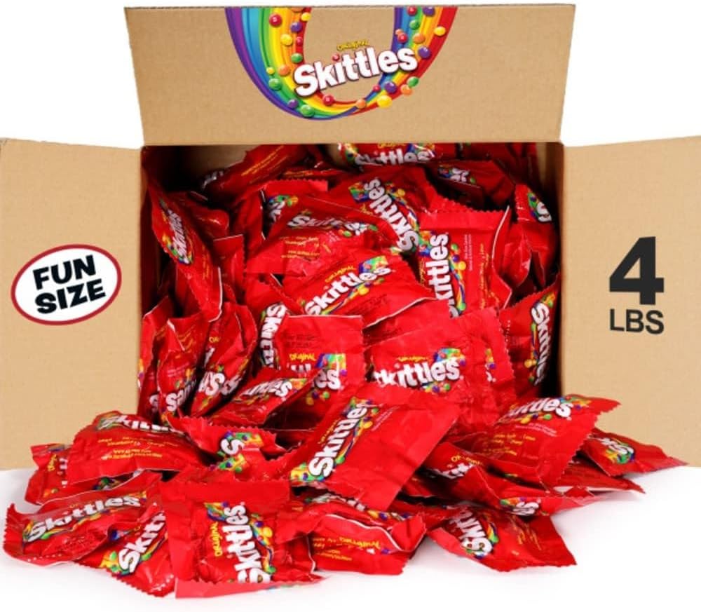 SKITTLES Original Fun Size Chewy Candy Bulk Pack, 4 Pound Box
