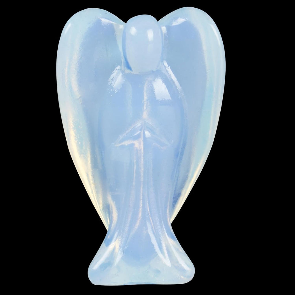 1.8 Inch Opalite Crystal, Guardian Angel Decor Figurines, Cute Figurines, Hand-Carved Angel Crystals, Crystals and Healing Stones for Room and Office Desk Decor, Angel Gifts for Women and Men.