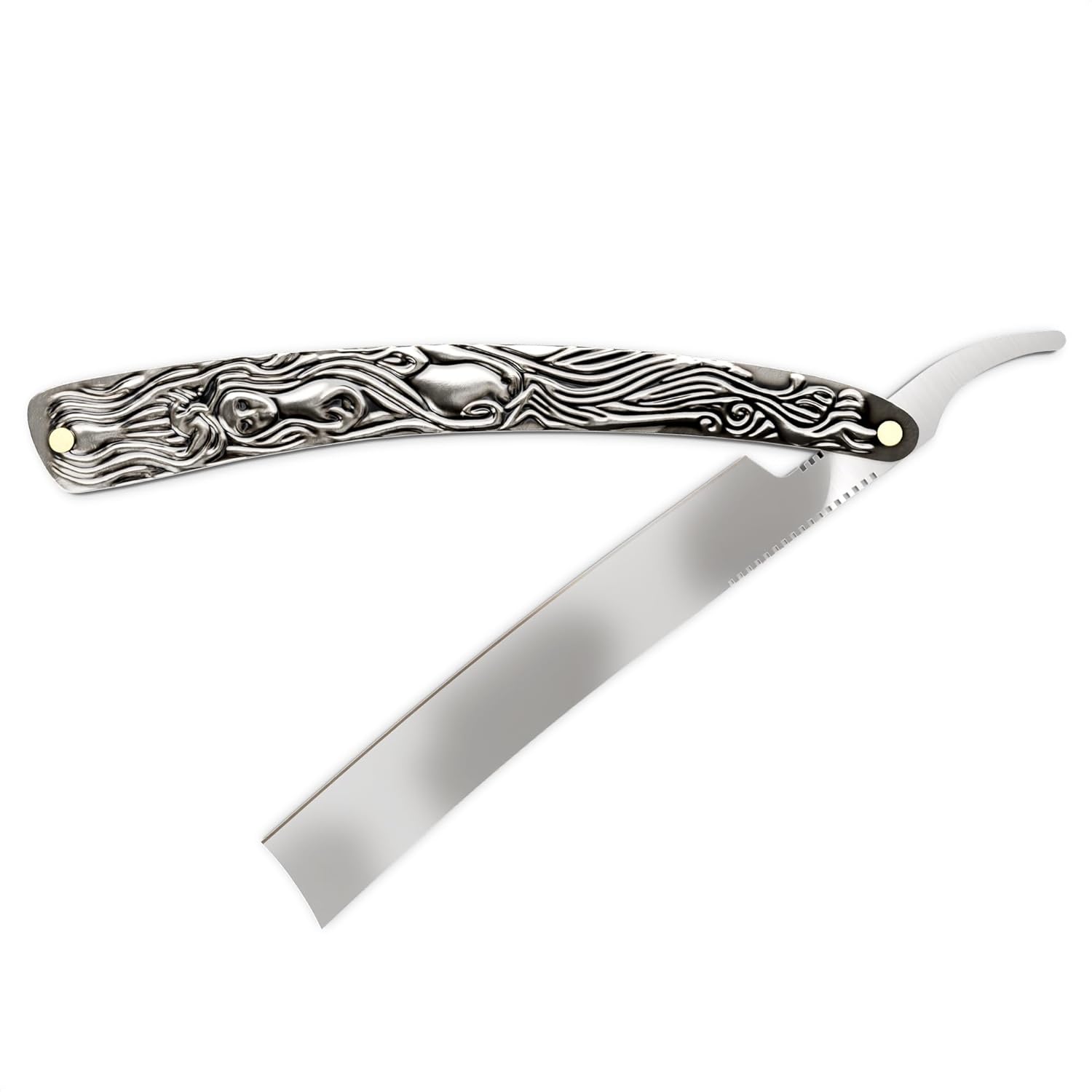 Professional Mens Straight Razor – 11.4" Barber Straight Razors for Men with Pre-Sharpened Carbon Steel Blade – Rust-Resistant & Easy to Clean Shaving Knife for Men, Ergonomic Handle & Durable Build