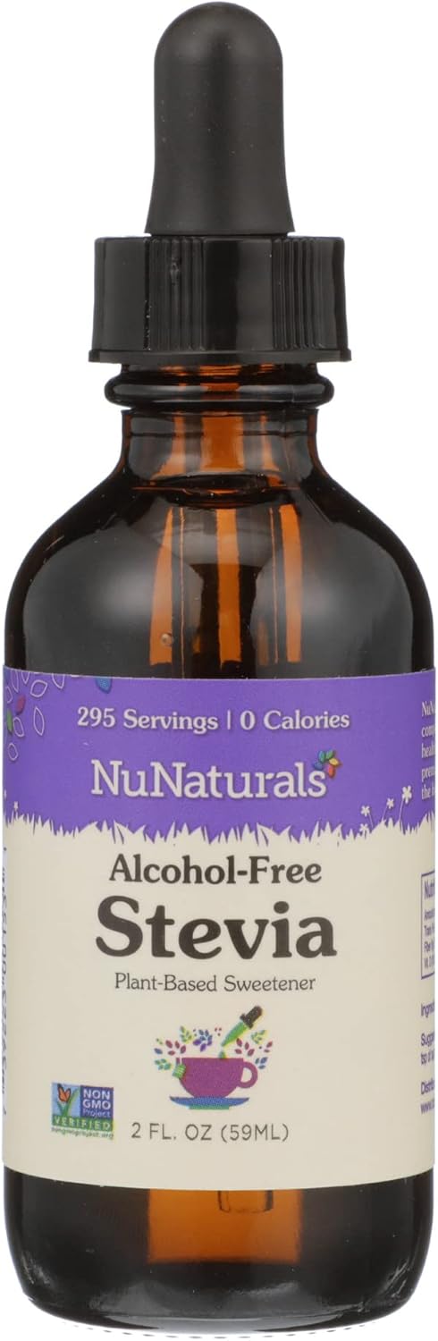 NuNaturals Liquid Stevia, Sugar-Free Sweetener, Plant-Based Sugar Substitute, Zero Calorie, Unflavored, Alcohol-Free, 2 oz