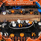 Rileryan 20 PCS Miniature Resin Figurines Mini Resin Pumpkin Figurines Black White Orange Tiny Pumpkins Halloween Miniatures Village Decor Tabletop Centerpiece Mantel Kitchen Home Decoration
