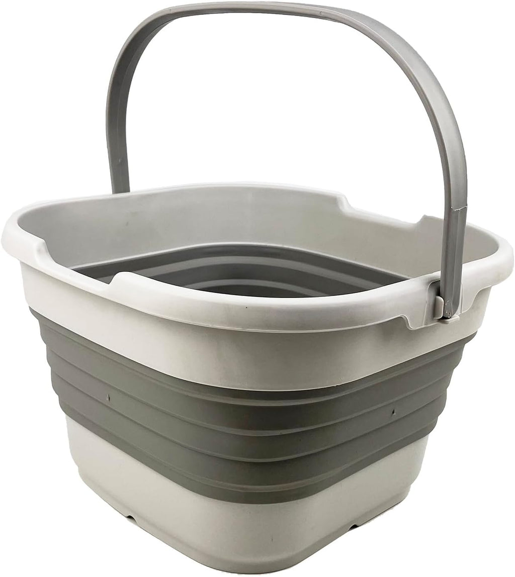 SAMMART 9.5L (2.5 Gallon) Collapsible Rectangular Handy Basket/Bucket (Grey)