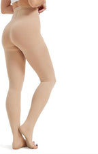 KEKING Medical Compression Pantyhose for Women & Men, Comfort 20-30 mmHg Graduated Compression Support Stockings, Open Toe Compression Tights for Varicose Veins, Edema, Flight, Beige S