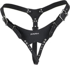 Male Chastity Belt Chastity Device for Men, Adjustable PU Leather Cock Cage Harness, BDSM Bondage Gear Compatible with Penis Rings, Strap-On & Other Chastity Accessories for Sissy & Pegging Play
