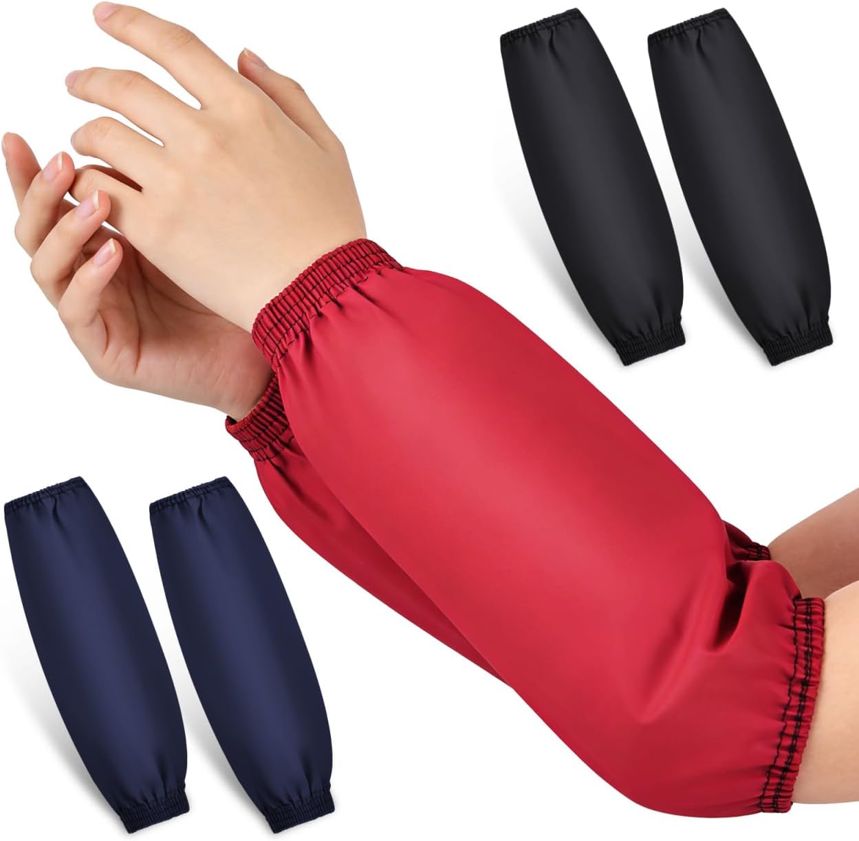 PRETYZOOM 3 Pairs PU Arm Sleeves Covers with Elastic Cuffs, Waterproof Sleeves Protector, Oilproof Protective Arm Oversleeves for Cooking, Cleaning