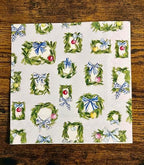 IHR Ideal Home Range Party Napkins Disposable 3-Ply Paper Lunch Napkin Pack, 6.5" x 6.5", Boxwood Ornaments, 20-Count