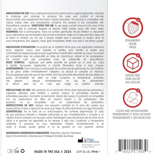 Wet Sexy Strawberry Premium Flavored Edible Lube for Men, Women and Couples | Long-Lasting, Condom Safe, Sugar Free, 3 fl oz