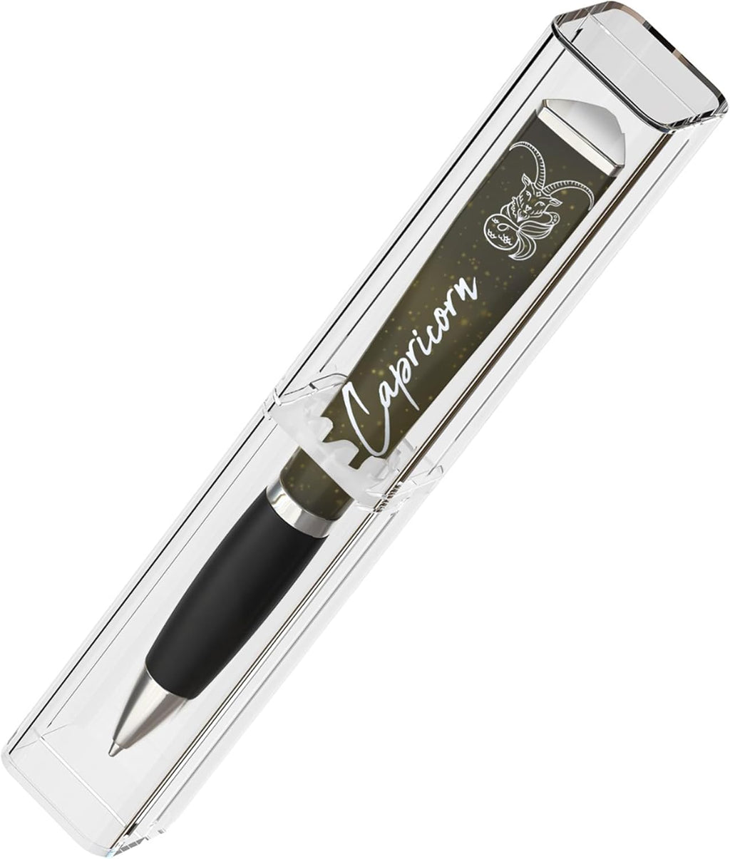 ANINKABOVE Capricorn Zodiac Sign Ballpoint Pens (3-Sided Pen in acrylic case) Zodiac Pen Gift, Cool Constellation Design, Zodiac Gifts Pretty - Fancy Pens Great Astrology Gifts for Women and Men