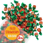 Arcor Strawberry Bon Bons | 2 Pound Bag | Individually Wrapped Hard Candy | Old Fashioned Bulk Red Candies with Sweet Strawberry Filling