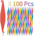 100 Pack Braces Rubber Band Tool Dental Elastic Rubber Bands Placers for Braces Disposable Plastic Orthodontic Elastic Placers