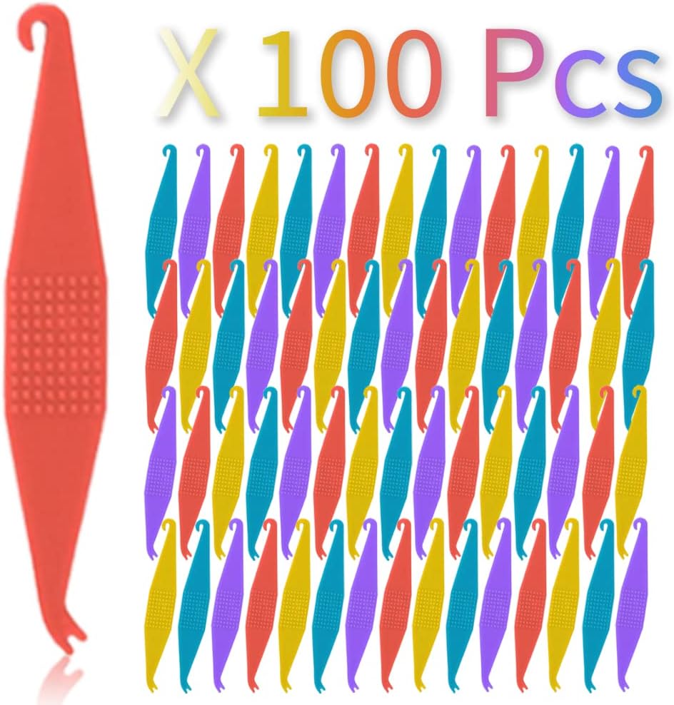 100 Pack Braces Rubber Band Tool Dental Elastic Rubber Bands Placers for Braces Disposable Plastic Orthodontic Elastic Placers