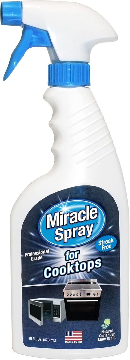 MiracleSpray for Microwave and Cooktop, Easily Removes Food and Grime Buildup, Safe and Convenient Stove Top Cleaner, Great for Home and Kitchen Use - 16 Fl Oz