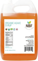 NBF, Agave Syrup, Organic, Nectar, Low Carb, Sugar substitute for baking, drinks & more, Family-friendly, Gluten free, Ideal for restaurants and industrial kitchens, Ambar, 176oz
