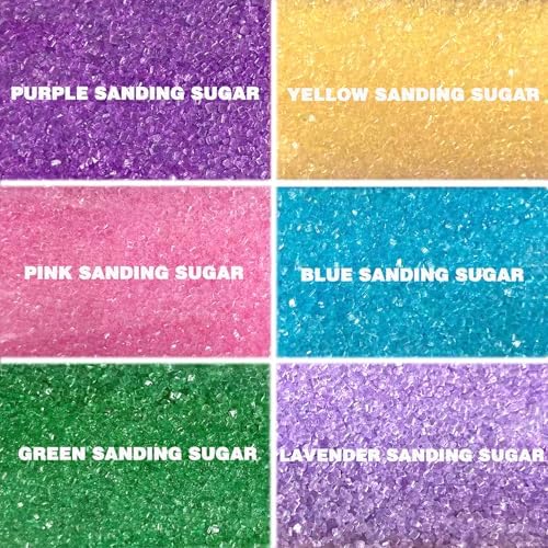 Sentovac 6 Cell Pastel Sanding Sugar Sprinkles Edible for Cake Decorating Fancy Sprinkles Cake Topper Cupcake Cookie Baking Decorations Supplies（Purple Yellow Green Pink Blue lavender）