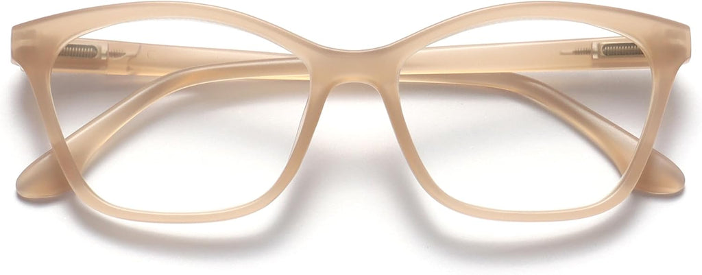 OPULIZE KAT Reading Glasses for Women Men, Cat-Eye Frame with Spring Hinges, Matt Taupe +1.00 (Pack of 1)