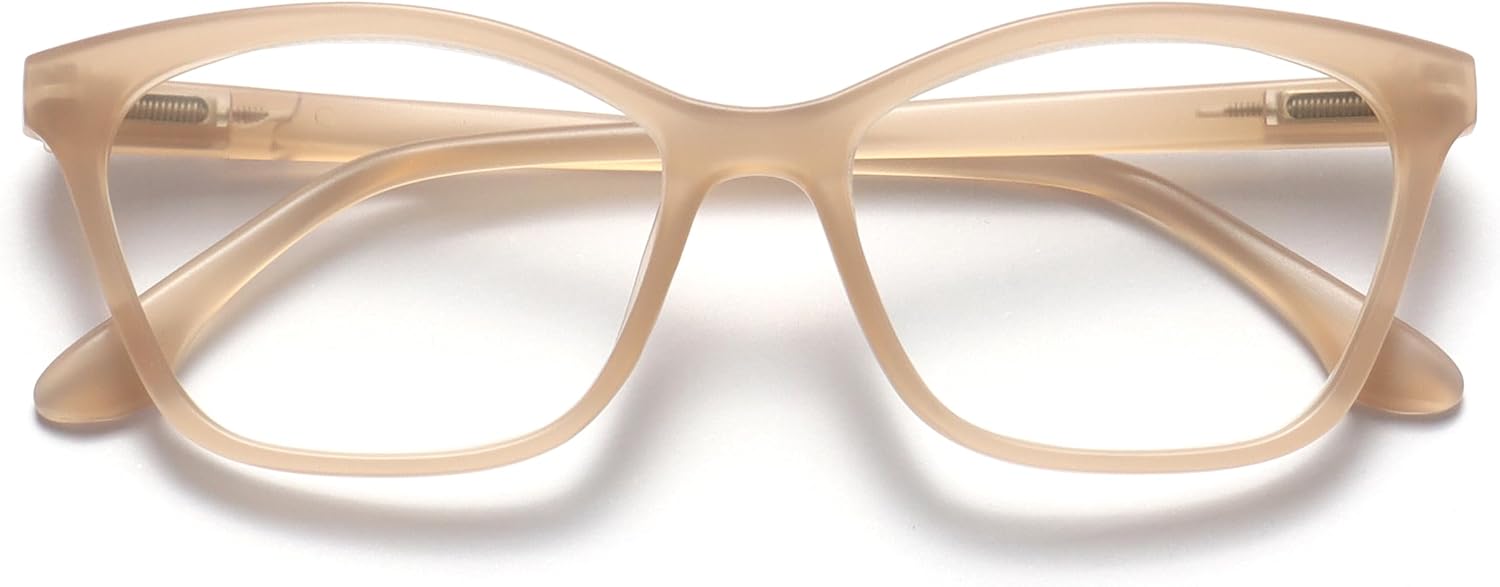OPULIZE KAT Reading Glasses for Women Men, Cat-Eye Frame with Spring Hinges, Matt Taupe +1.00 (Pack of 1)