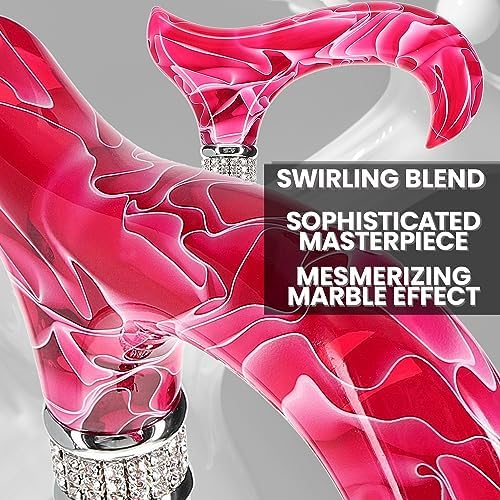 Royal RC Canes Stylish Walking Sticks – Rhinestone Collar Designer Adjustable Canes Colorful – Best Gift for Men and Women Light Weight Aluminum Shaft & Safe to Walk