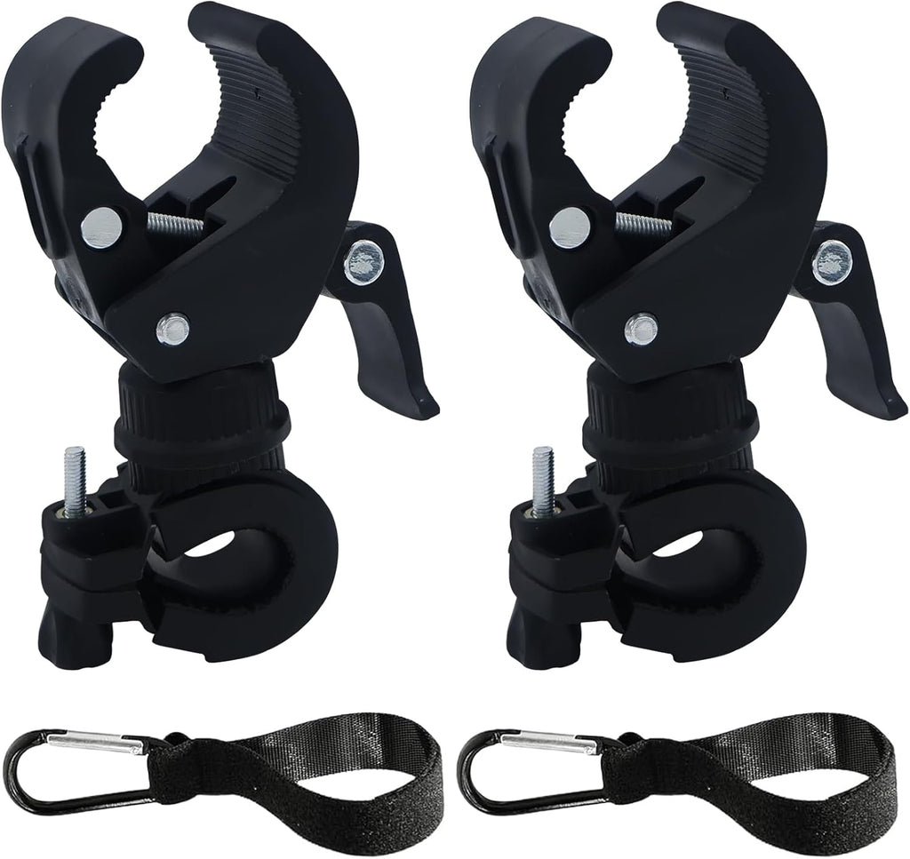 soujkooy 4pcs Cane Accessories,360° Rotatable Adjustable Stick Rack for Walker Drive Rollator Wheelchair Universal Crutches Holder with Hook for Seniors
