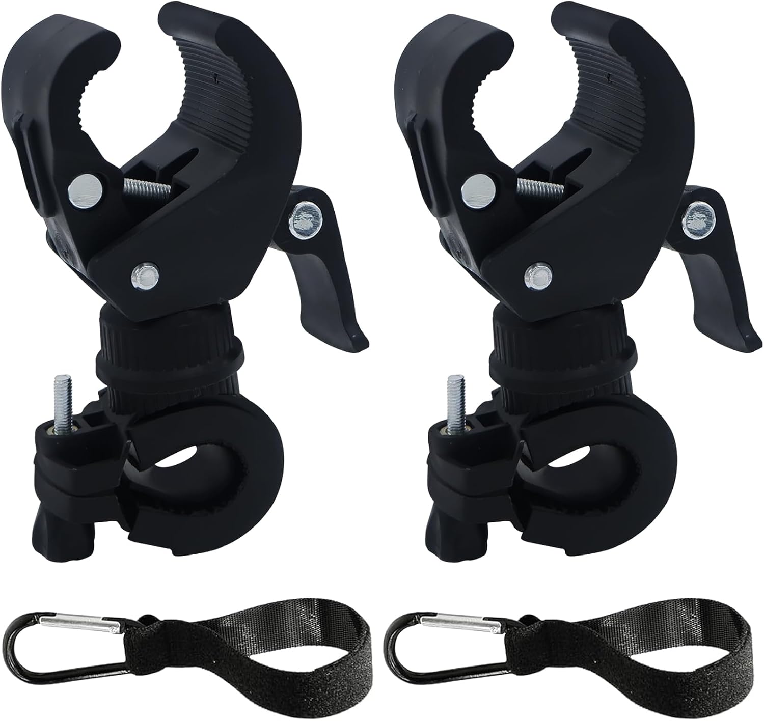 soujkooy 4pcs Cane Accessories,360° Rotatable Adjustable Stick Rack for Walker Drive Rollator Wheelchair Universal Crutches Holder with Hook for Seniors