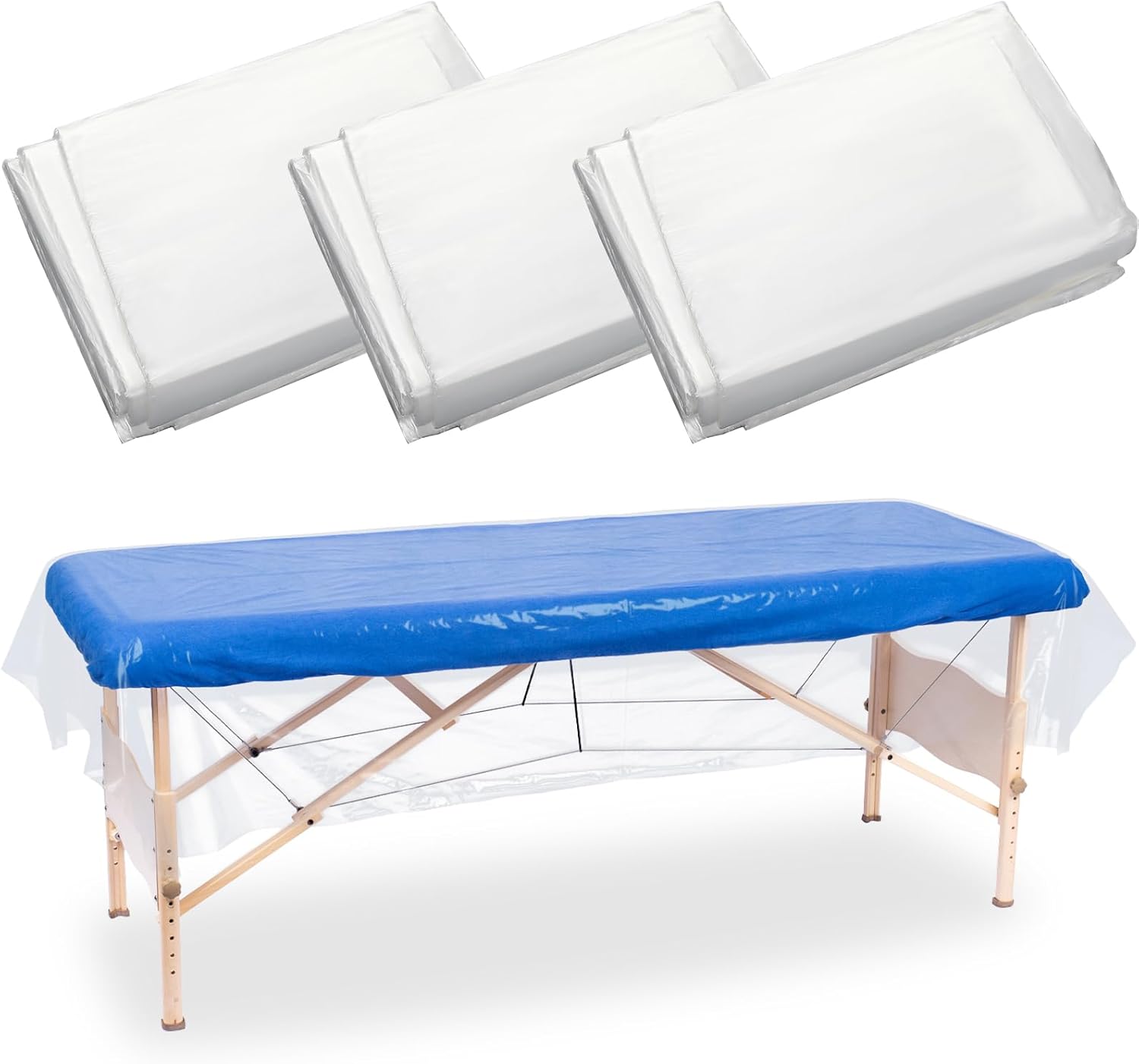 eBoot 100pcs 47" x 90" Disposable plastic Massage Table Sheets Spa Massage Treatment Bed Cover Transparent Beauty Bed Waterproof Film Couch for Tattoo Beauty Chair Sofa Spa Beds Furniture Supplies