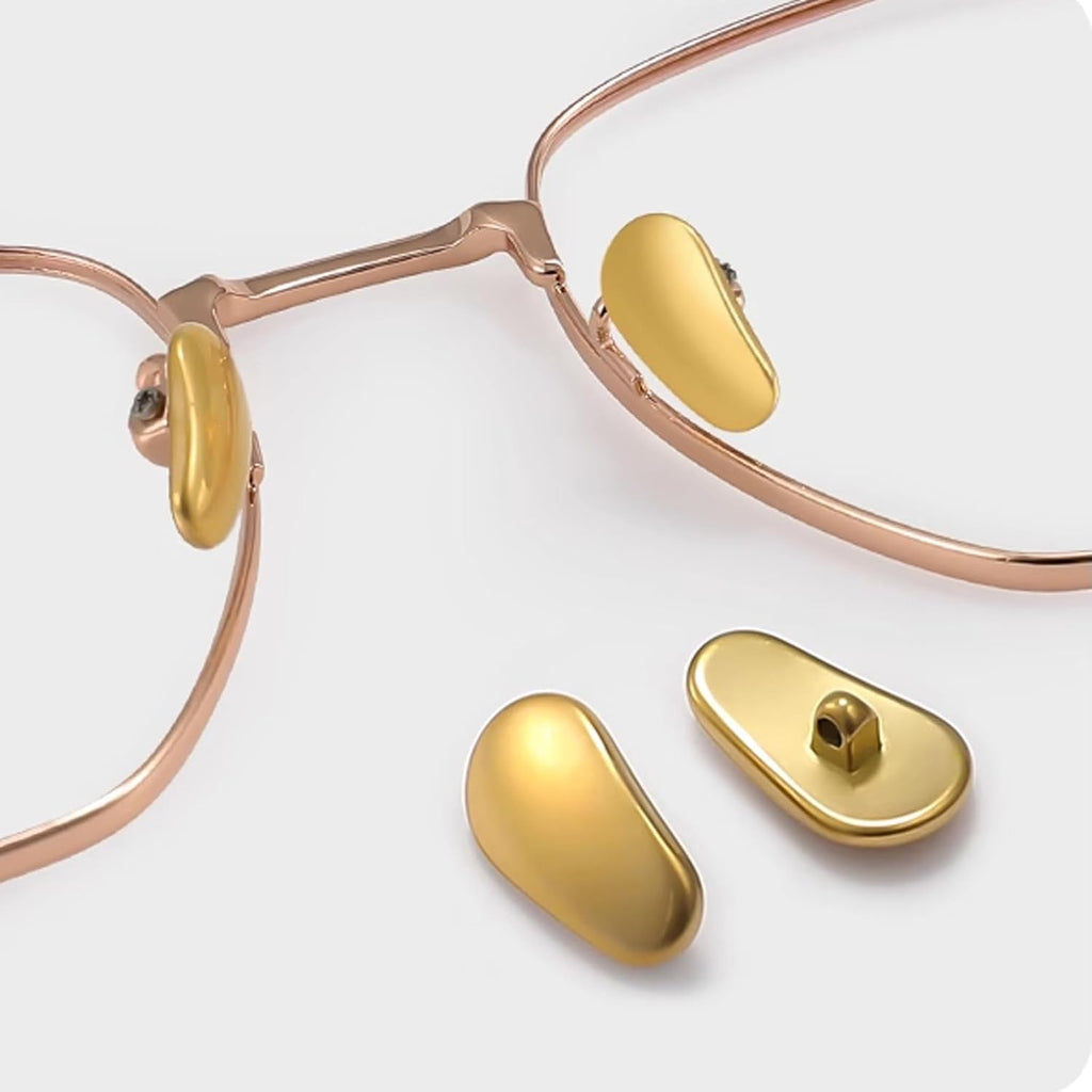 Screw-in Metal Glasses Nose Pad 2Pairs, Anti-Slip Titanium Glasses Nose Pieces, Replacement Nose Pieces Pads for Glasses Sunglasses with Screws and 3-in-1 Screwdriver(S,Gold)