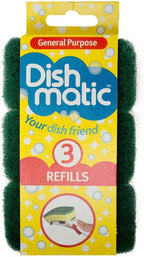 9x Heavy Duty Dishmatic Green Refill Sponges from Caraselle