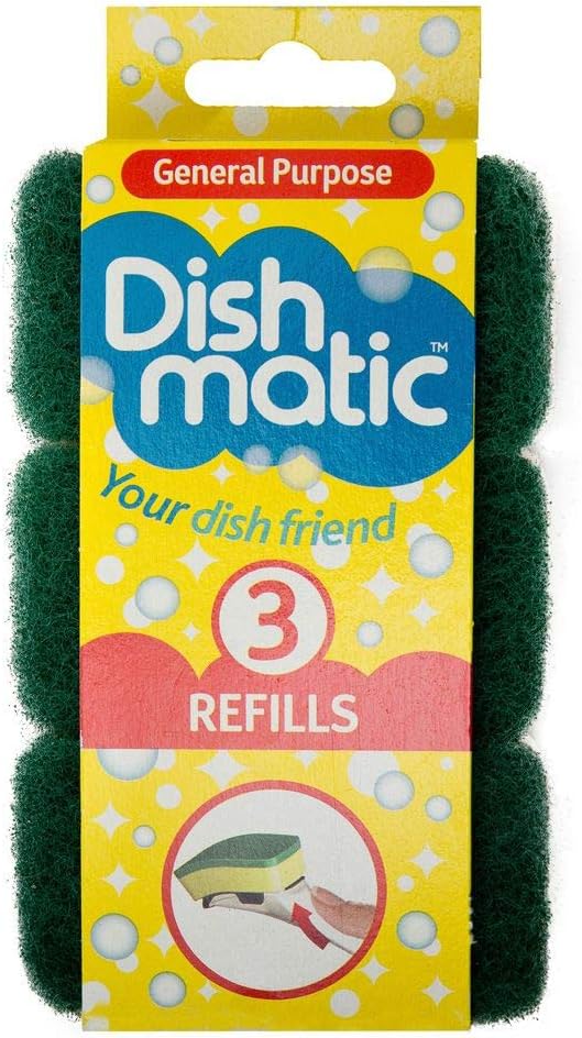 9x Heavy Duty Dishmatic Green Refill Sponges from Caraselle