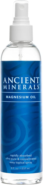 Ancient Minerals Magnesium Oil Spray Bottle of Pure Genuine Zechstein Magnesium Chloride - Topical Magnesium for Skin Application (8oz)