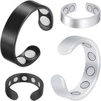 9X Copper Rings for Women Men, with Powerful Magnets, Adjustable Solid Pure Copper (Black & Silver Matte)