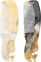 2pcs Buffalo Ox Horn Comb Handmade Engraving Anti- Static Detangling Hair Massage Horn Comb for Men Women (Random Color)