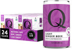 Q LIGHT GINGER BEER with Real Ginger & Organic Agave - Ideal for Cocktails & Mocktails - Made with Real Ingredients, Perfectly Carbonated, & Less Sweet - 40 Calories per Can - 7.5 Fl oz (Pack of 24)