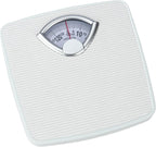 WENKO Mechanical, Precise, Analog Body Scale with Large Scale and Non-Slip Tread, Measuring Range up to 130 kg in 1 kg Steps, Metal housing in White, 27 x 4.5 x 26.5 cm