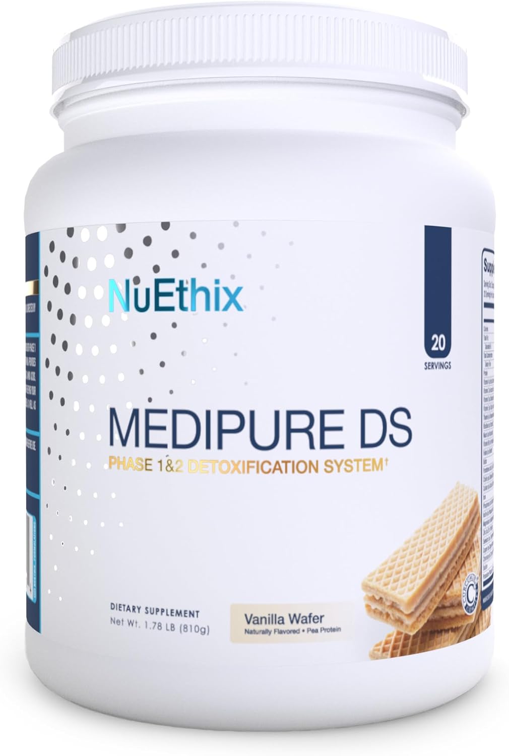 NuEthix Formulations Medipure DS with Pea Protein Phase 1 & 2 Detoxification System, Supplement to Help Support the Body’s Natural Detoxification Process, Vanilla Wafer (Non-Caffeinated), 20 Servings