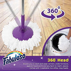 Fabuloso Spin Mop and Bucket Set, Hands-Free Pedal-Activated Spin Wringer, Adjustable Pole, Machine Washable and Replaceable Microfiber Mop Head, Works on All Hard Floor Surfaces