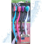 Tung Brush Tongue Cleaner, Plastic Tung Scraper, Tongue Cleaning to Fight Bad Breath, Halitosis Defense, USA Made, 4-Pack