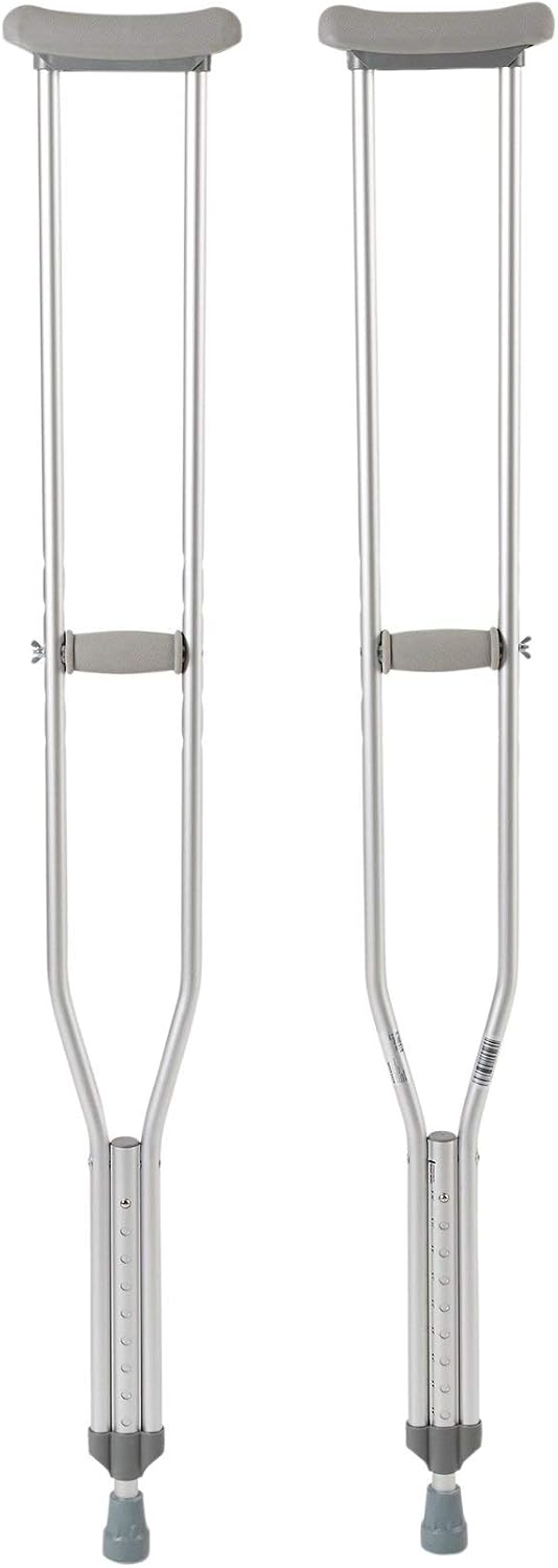 McKesson Aluminum Frame Push Button Underarm Crutches for Tall Adults, 350 lb Limit, 1 Pair