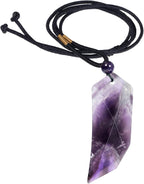 Nupuyai Wolf Tooth Amulet Crystal Necklace for Women Men, Healing Stone Pendant with Adjustable Rope