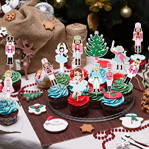 Pink Nutcracker Cupcake Toppers Nutcracker Birthday Cake Toppers for nutcracker Christmas Birthday Cake Supplies