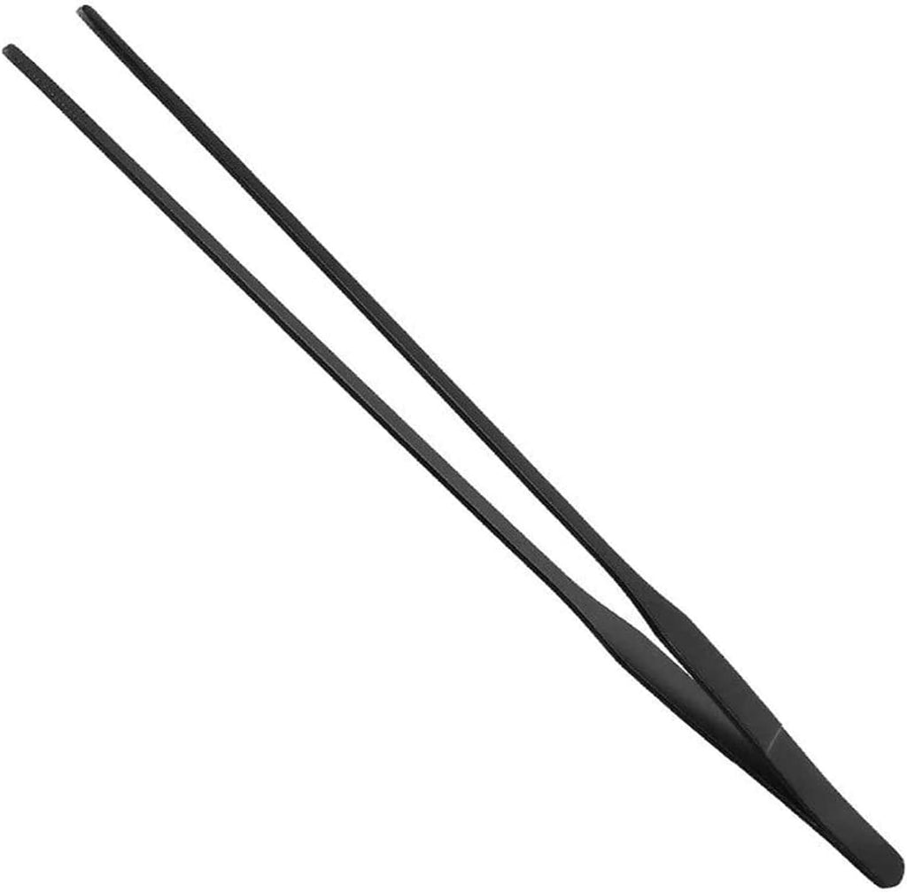 FRUTA Aquarium Tweezers Stainless Steel Straight Tweezer with Carbonation Protection Coating Against Rust Extra Long Reptiles Feeding Tongs Tools for Aquatic Tank Plants,15 inch- Black Straight