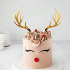 Deer Cake Topper,Acrylic Gold Antler Happy Birthday Cake Topper for Kids Boy Girl Men Happy Birthday Party Supplies