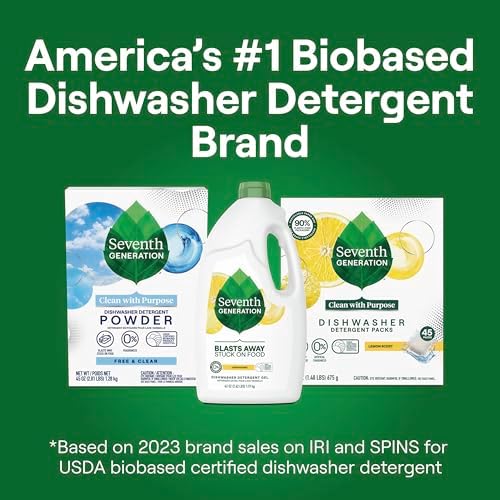 Seventh Generation Dishwasher Detergent Gel Lemon Scent 2 pack for sparkling dishes dishwasher soap 70 oz