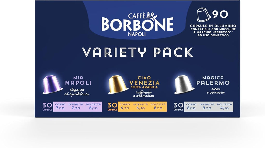 Caffè Borbone Variety Pack Aluminum Capsules Compatible with Nespresso Original Machines, Medium Roast, 100 Count
